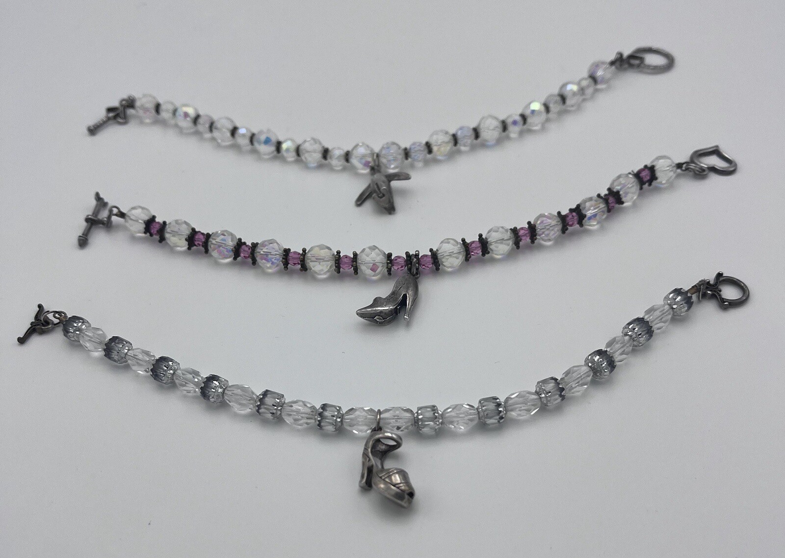 Handcrafted Glass Crystal Bracelets W/ Sterling 925 Dangle Charm Heels Penguin