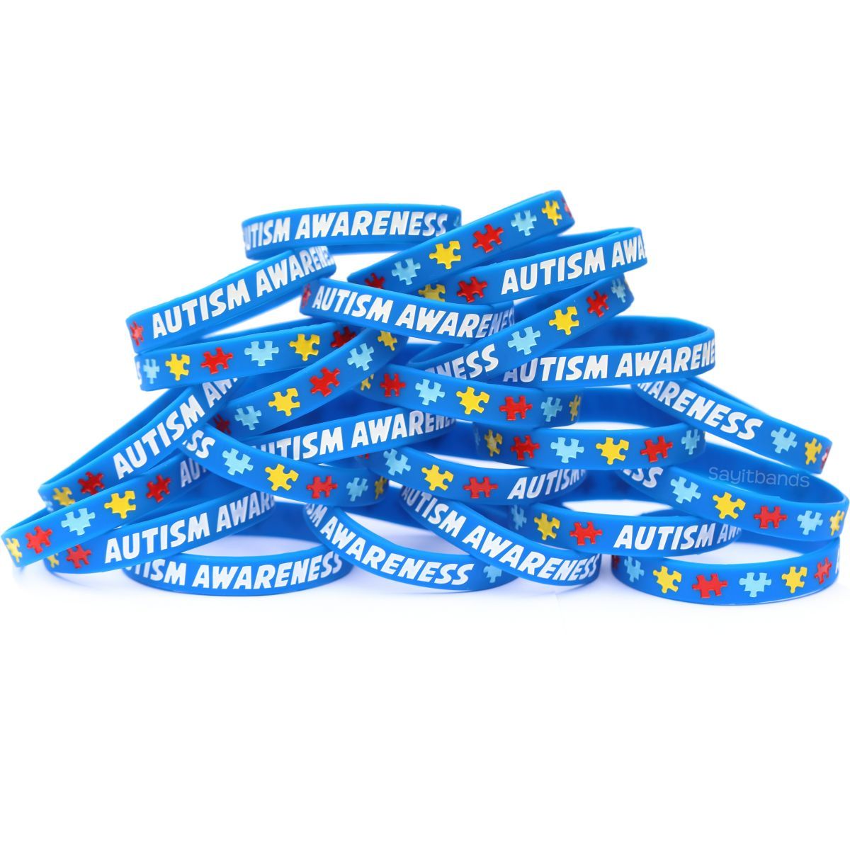 20 Autism Awareness and Support Wristbands – Puzzle Piece Awareness Bracelets