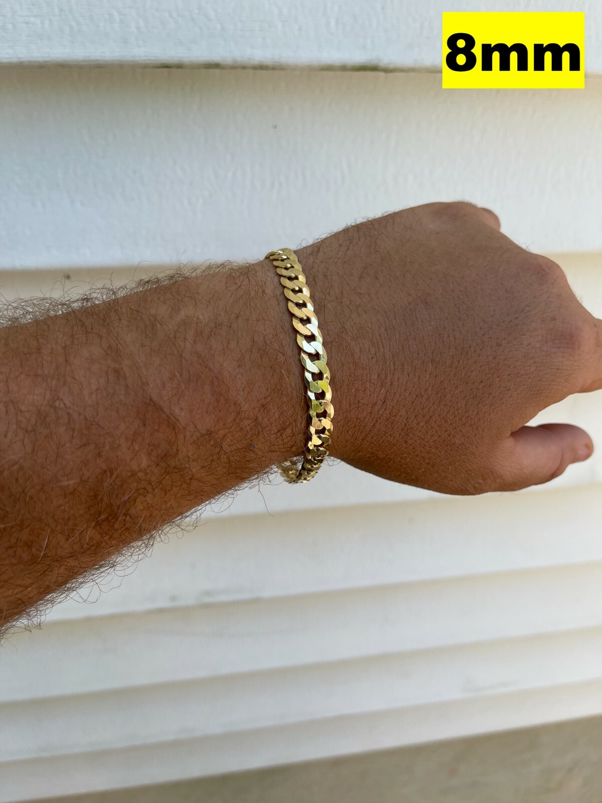 Real 14k Gold Plated Solid 925 Sterling Silver Flat Cuban Bracelet Mens Ladies