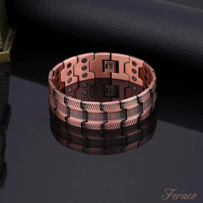 GMOX Men’s Copper Bracelet,3X Strength 99.99% Copper Magnetic Adjustable Length