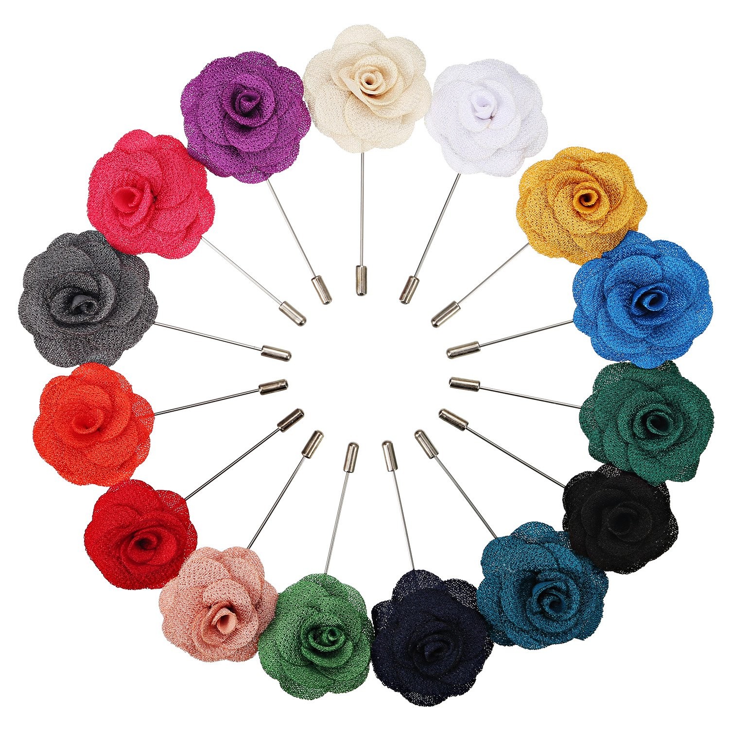 15 Pieces Men’s Lapel Pin for Men Suits Handmade Camellia Flower Boutonniere …
