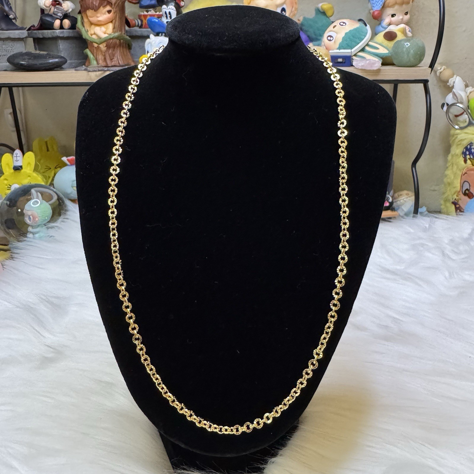 Vintage Necklace Monet Rolo Link Chain Diamond Cut 18K Gold Filled, 19in, 3.77mm