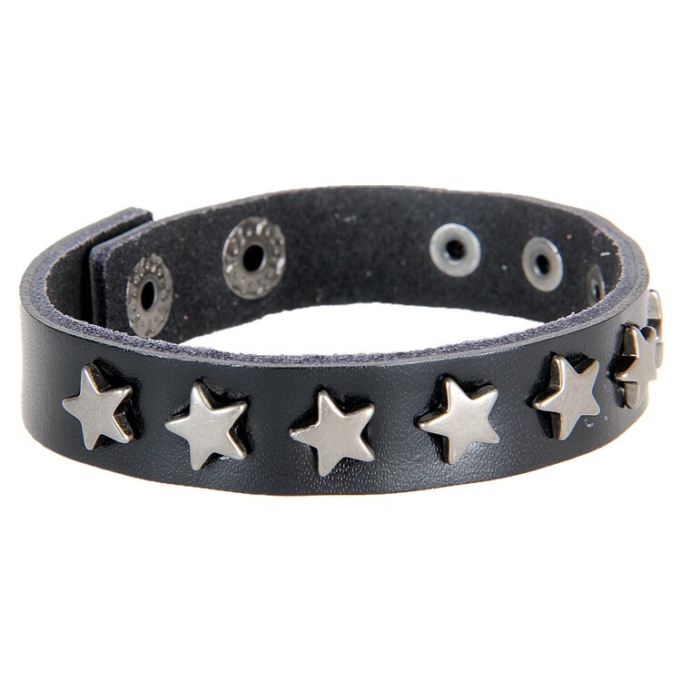 PU Leather Star Rivet Spiked Bracelet Bangle Wristband Wrist Cuff for Men Women