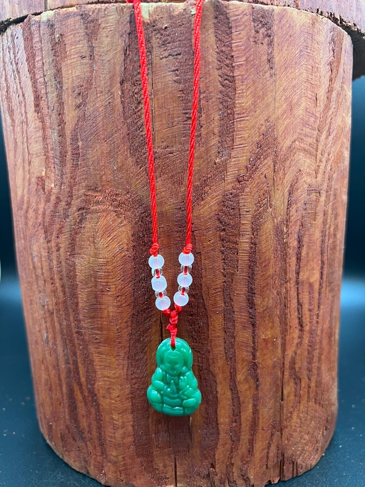 Green Simulated Jade Stabilized Turquoise Laughing Buddha Adjustable Necklace