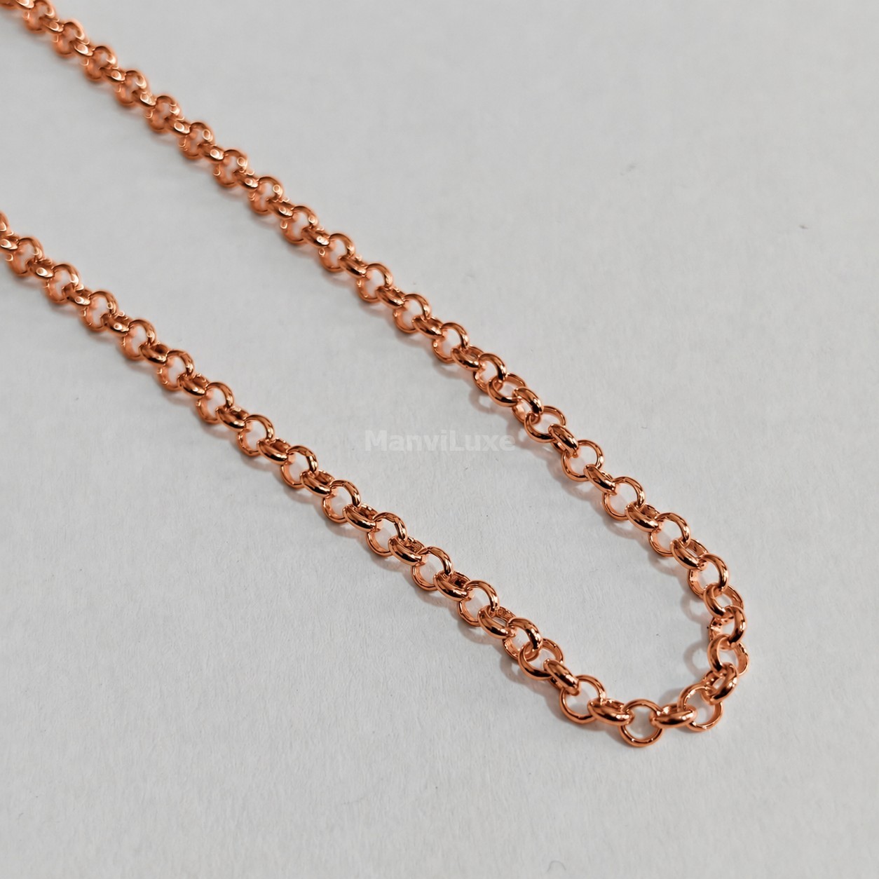 8″ Manvi Luxe Pure Copper Chain for Men & Women | Classic Round Rolo Chain