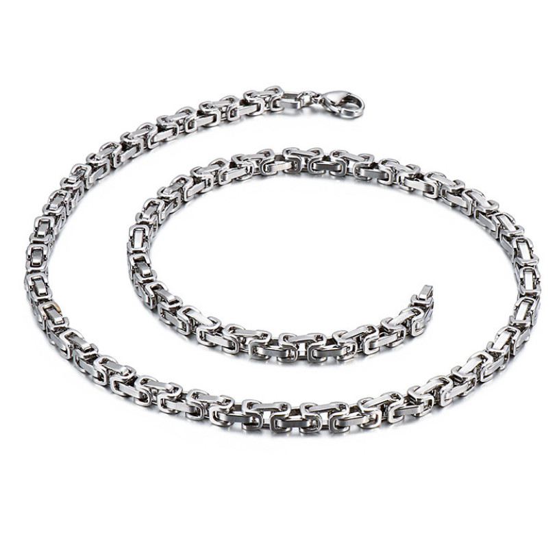 Silver 4mm 6mm 8mm Byzantine Chain Necklace Stainless Steel Jewelry For Mens