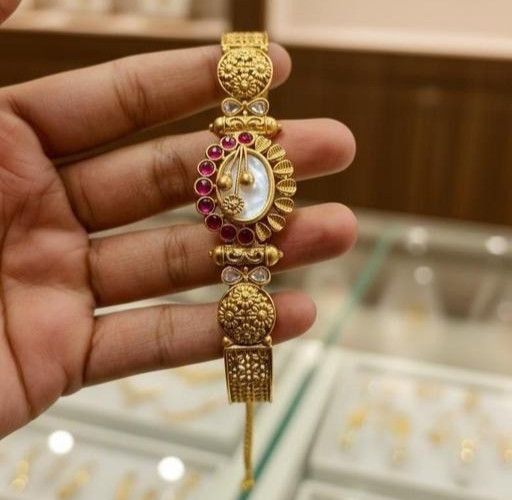 Ethnic Golden Bracelet Jewelry For Woman Trending Partywear Jewelry
