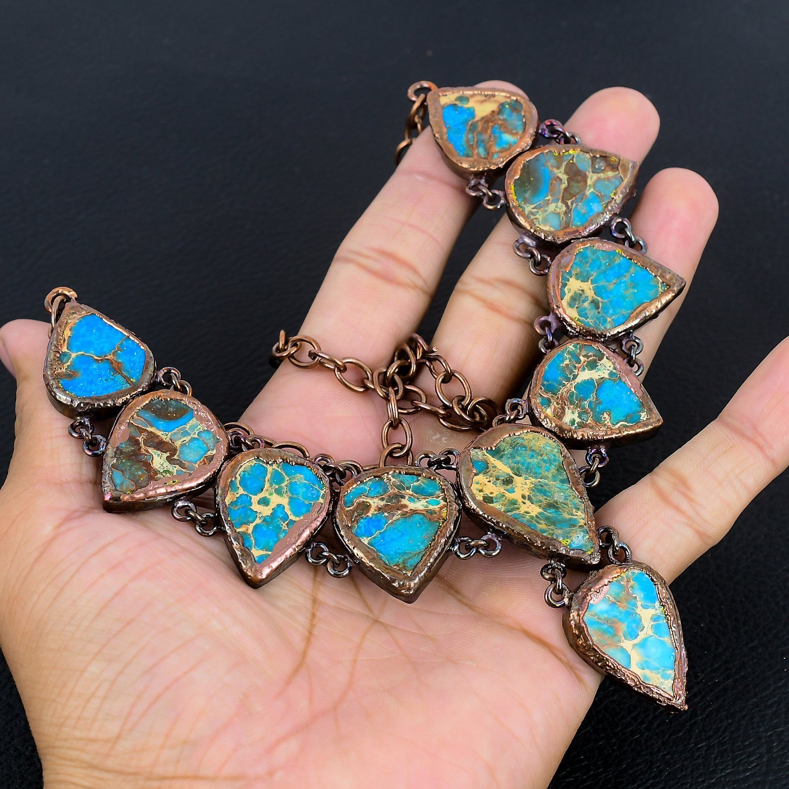 Sea Sediment Gemstone Copper Electroformed Women Jewelry Handmade Necklace