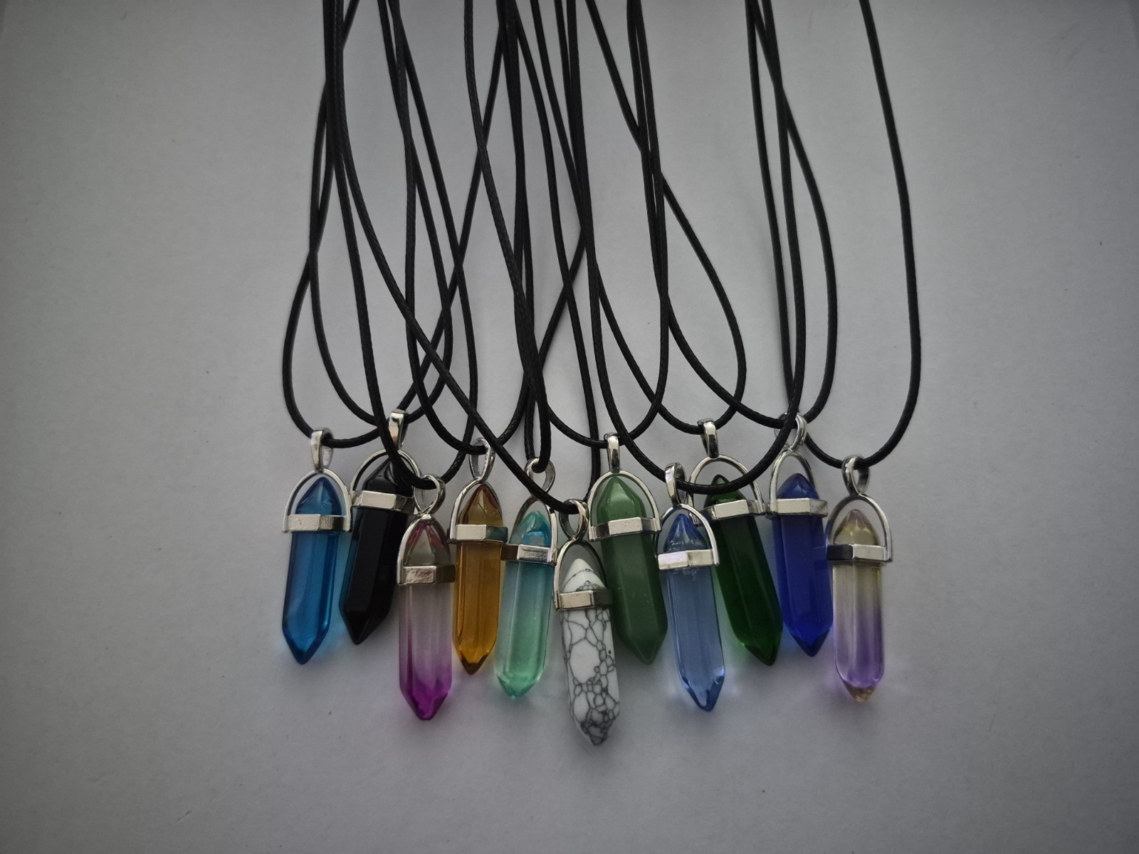 Job Lot Of 11 Crystal Glass Chakra Point Pendant Necklaces New With Gift Bags