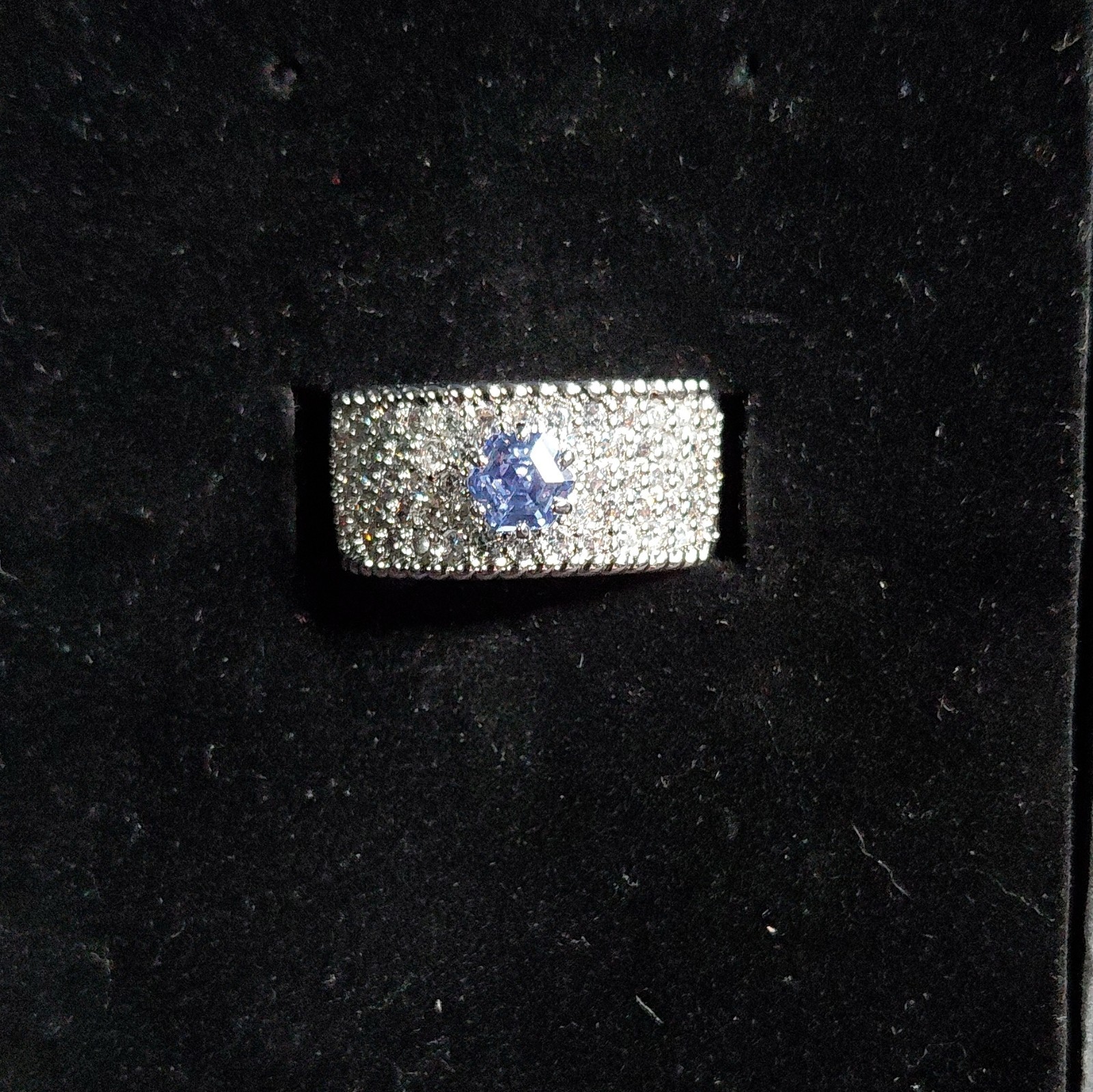 SHE’S BEAUTY AND GRACE- Rhodium CZ Pavé Band- BP-size 9- Dec Birthday 2023