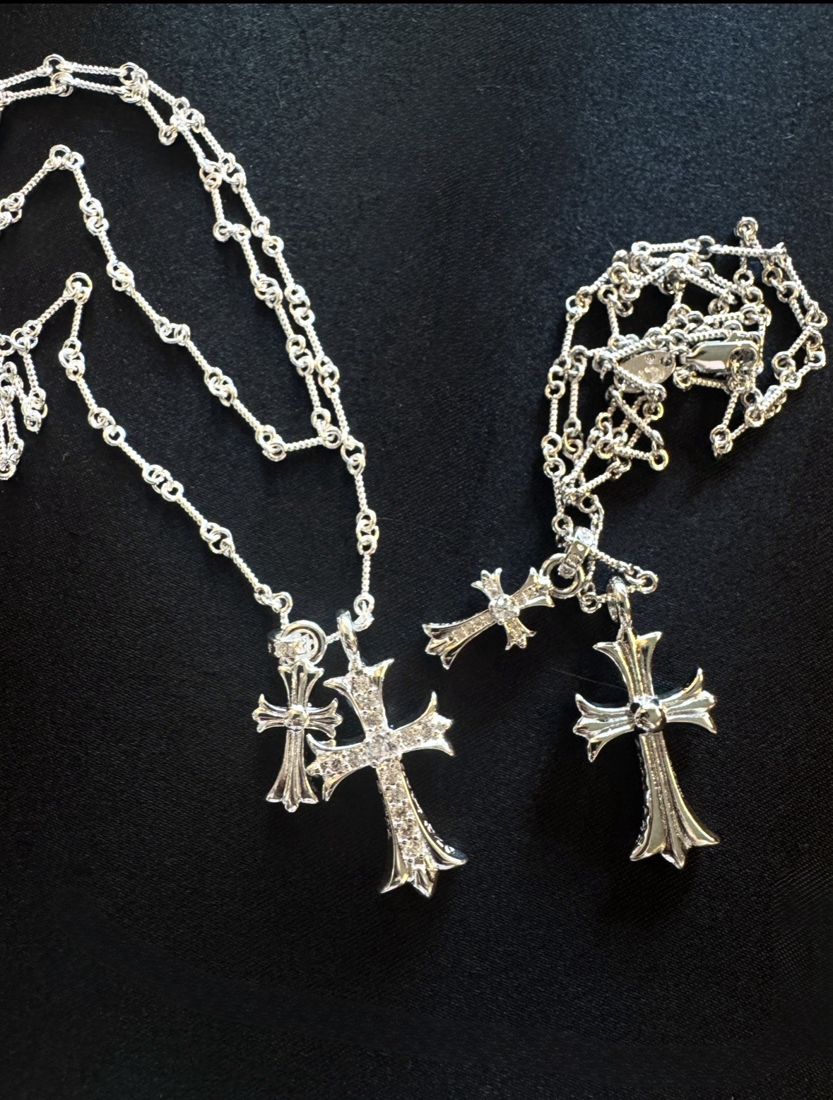 Gothic Cross White Gemstone Necklace 55cm Chain Length
