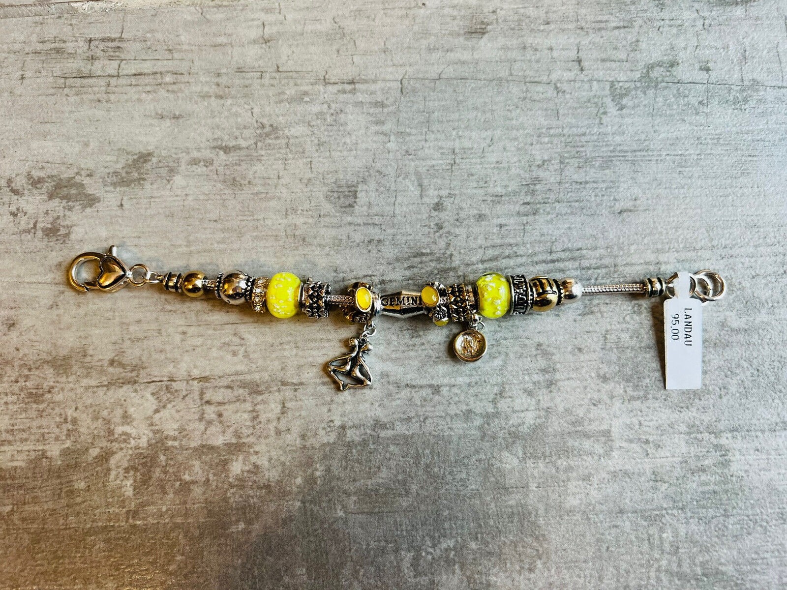 $95 LANDAU Charm Bracelet Enamel Glass Beads GEMINI Horoscope NEW Designer Gift
