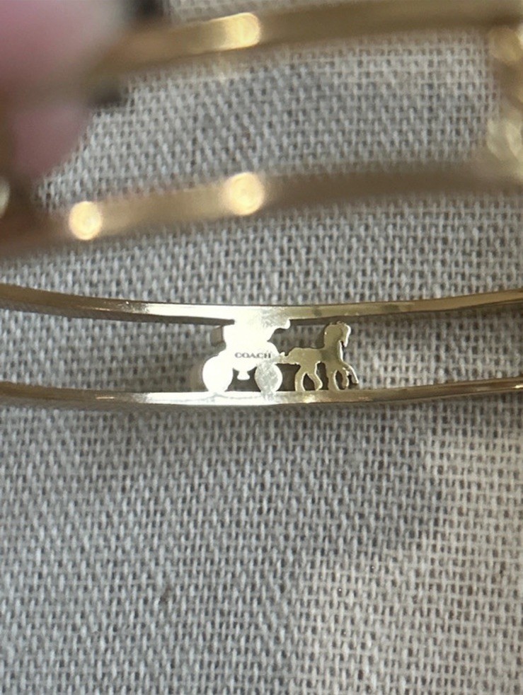 Coach Horse And Carriage Cut-Out Bangle Bracelet Gold Tone