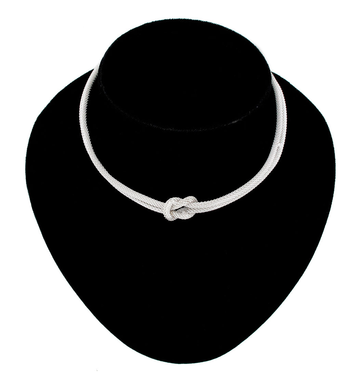 Ky & Co Silver Tone Mesh Knot Choker Necklace 11.5 -14″ Made in USA