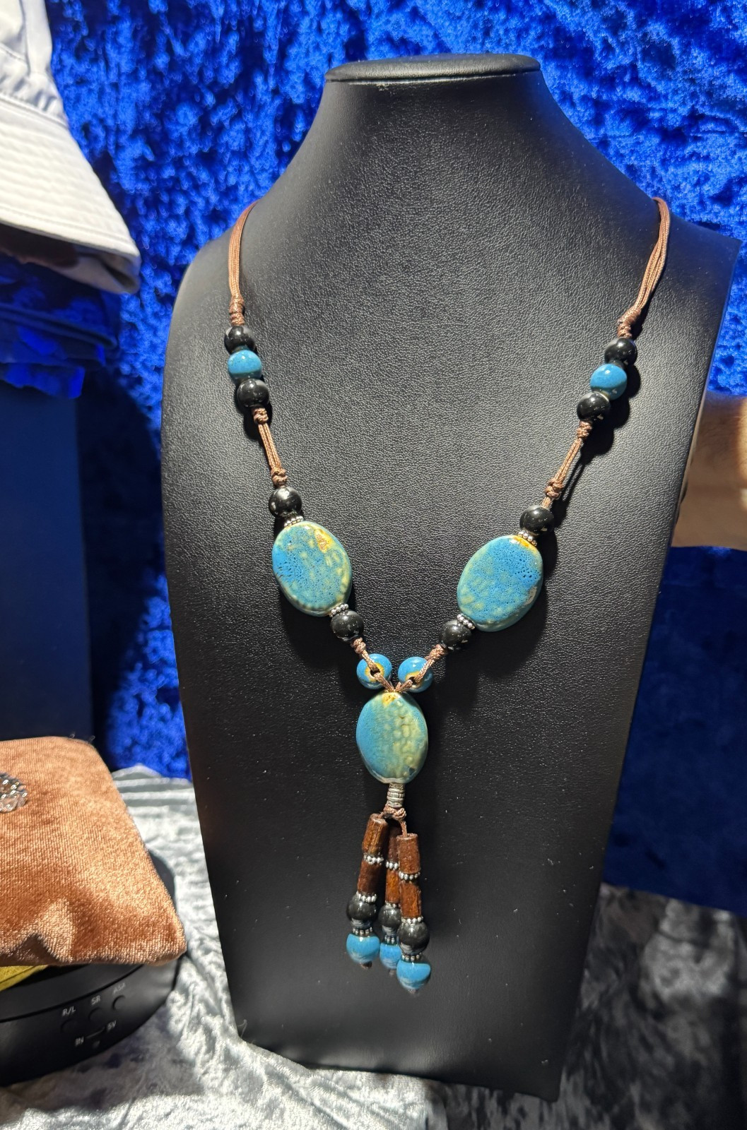 Vintage Natural Glass Flower-glazed Ceramic Beaded Colorful Necklace, Adjustable