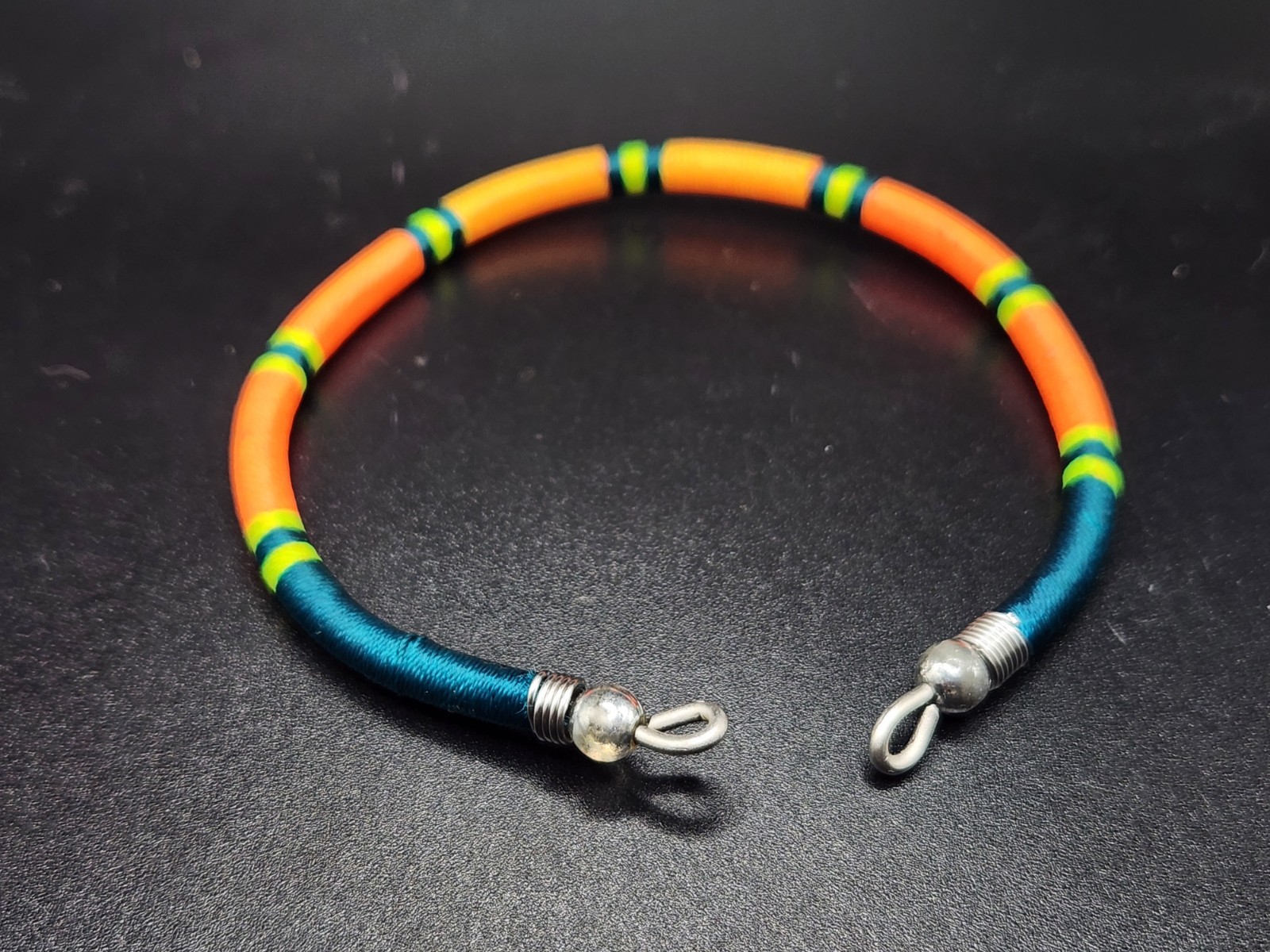 #0327 – Colorful Wrapped Cord Open Cuff Bracelet Orange Blue Green Boho…