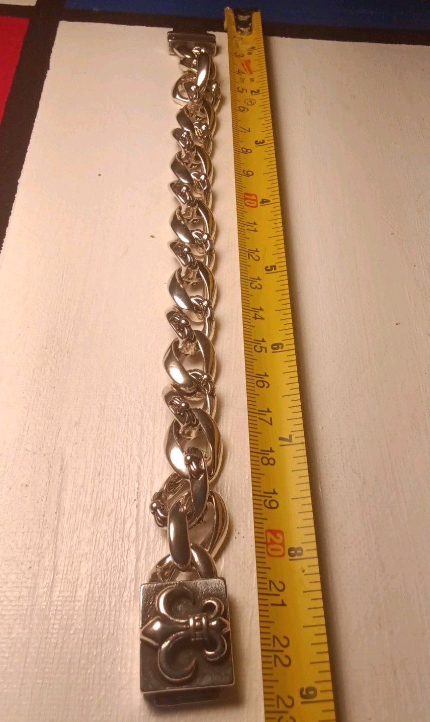 Chrome Gothic Bracelet biker Jewelery cuban link Men 23mm 2002 925 Punk Rock