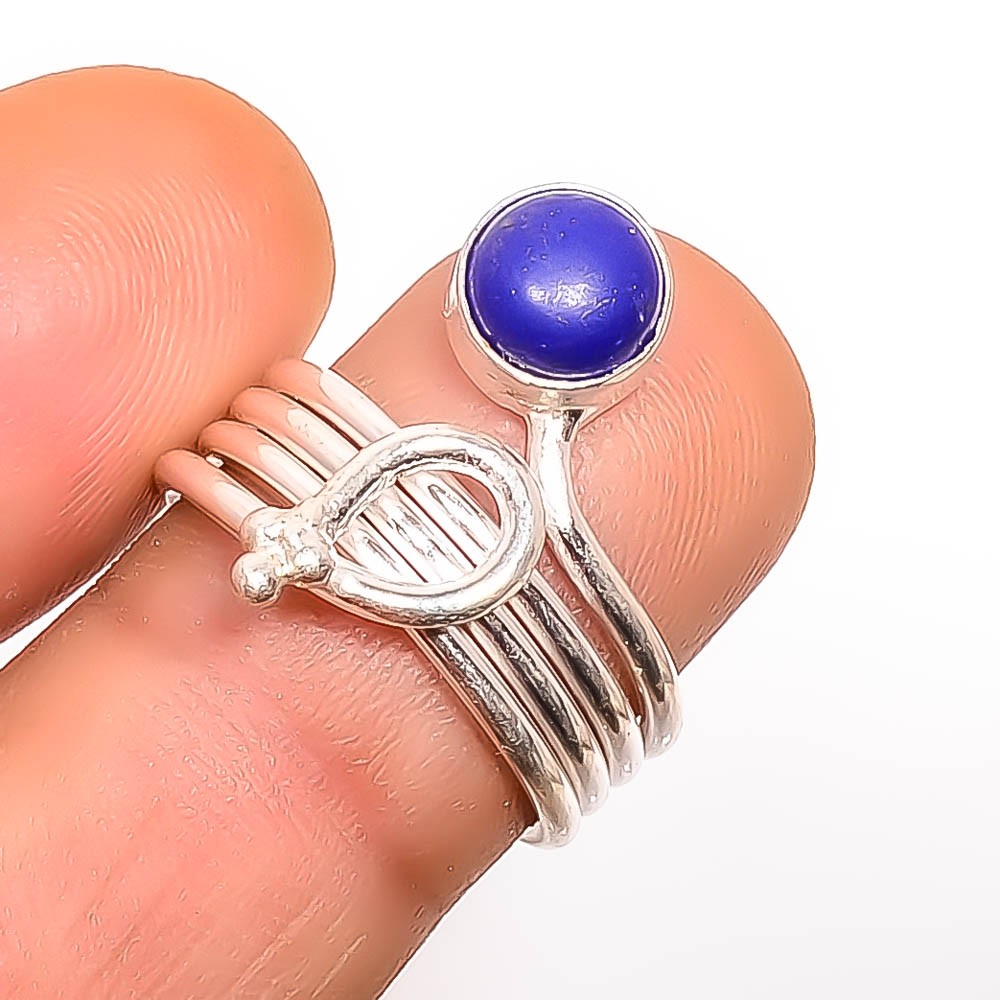 Lapis Lazuli Gemstone 925 Silver Plated Ring s.7 TR7508-1374