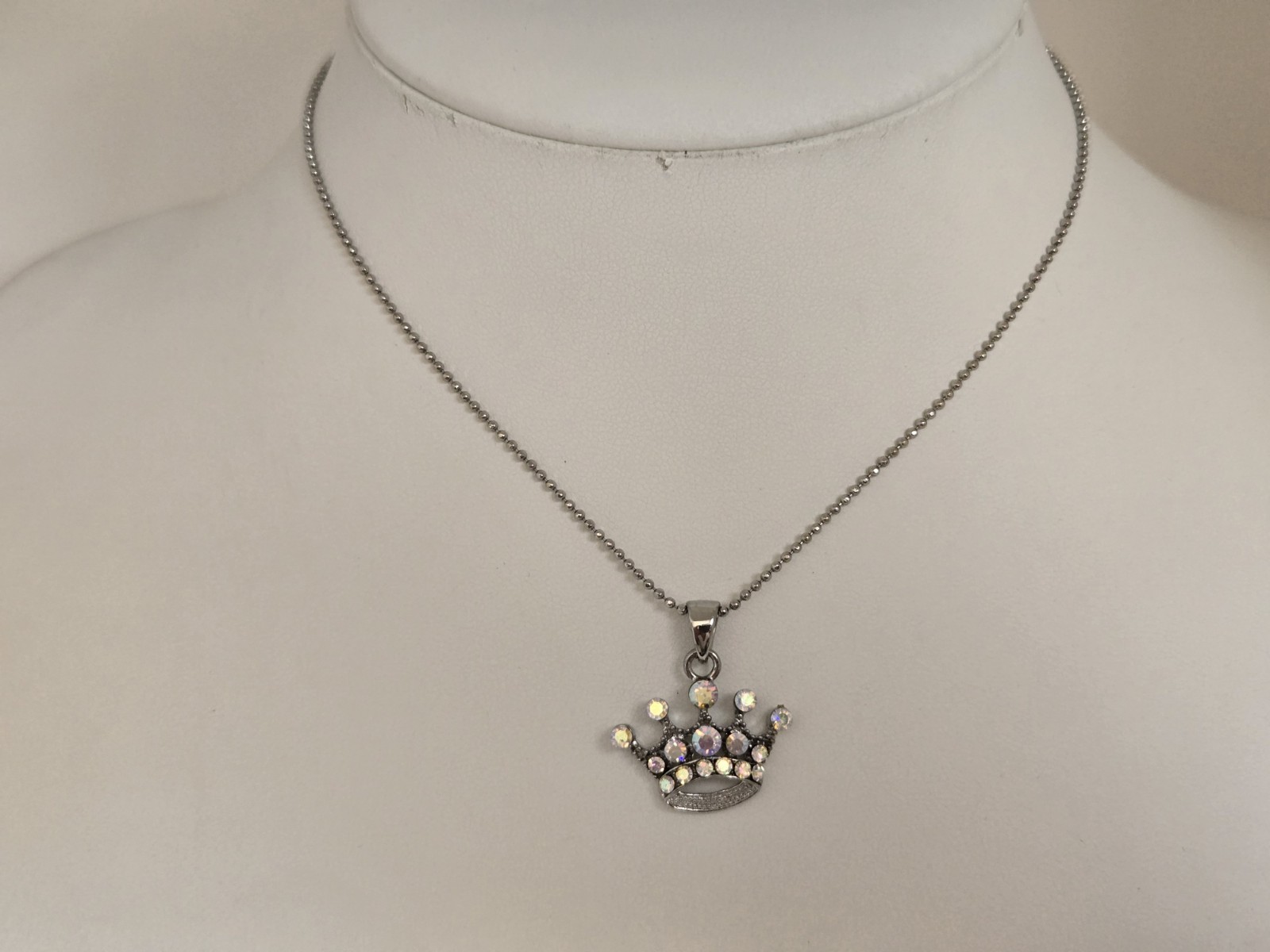 10 Pcs. Silver Crown AB Rhinestone Princess Party Bridal Shower Gifts Necklaces