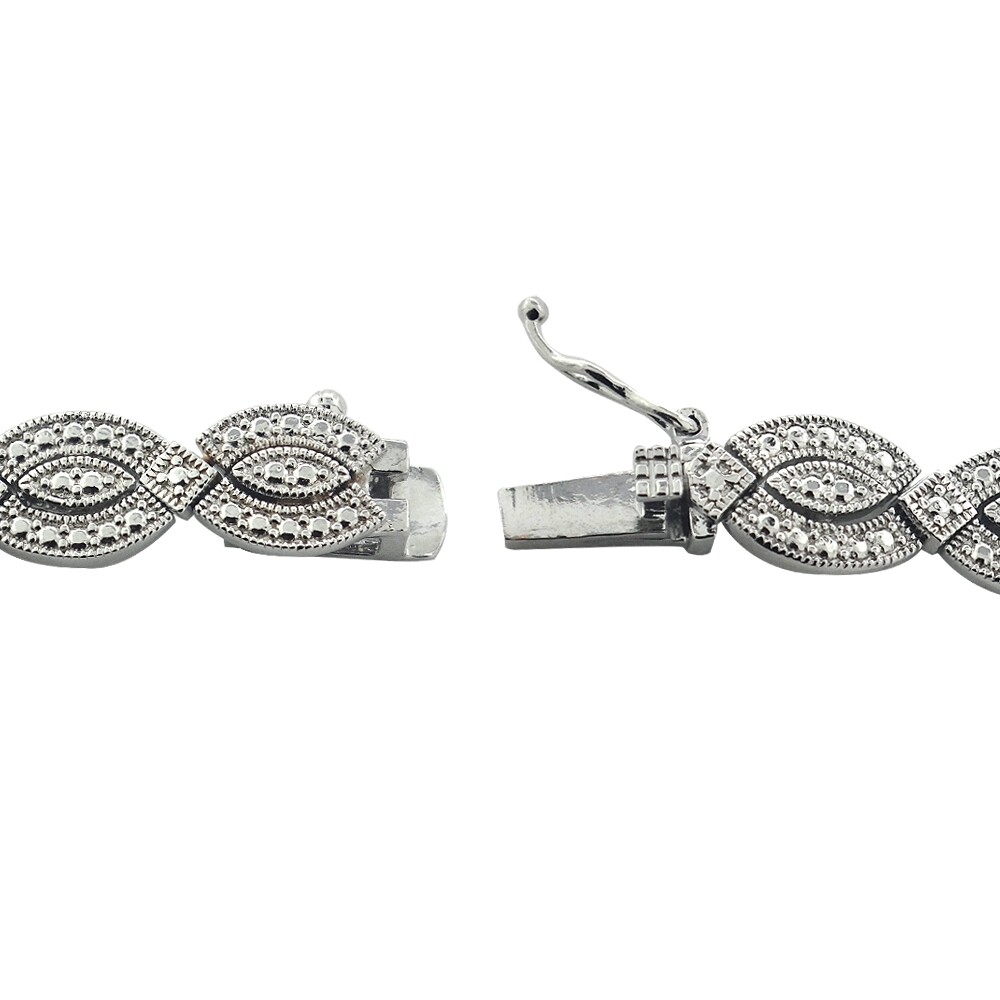 1/4ct Diamond Marquise Link Bracelet Fine Silver Plate