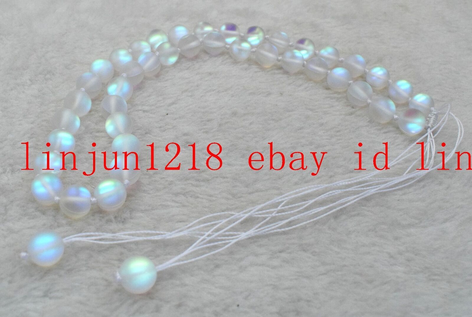 New 10mm White Gleamy Rainbow Moonstone Round Gemstone Handmade Necklace 18”AAA