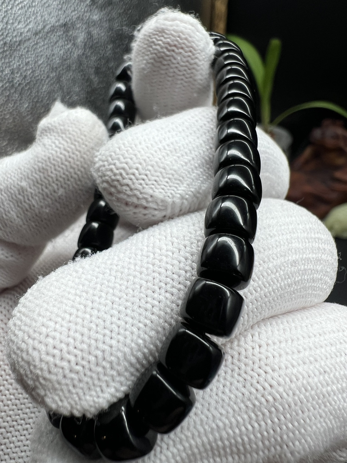 6.6×5.5mm Black onyx Bracelet 精工直切黑缟玛瑙手串