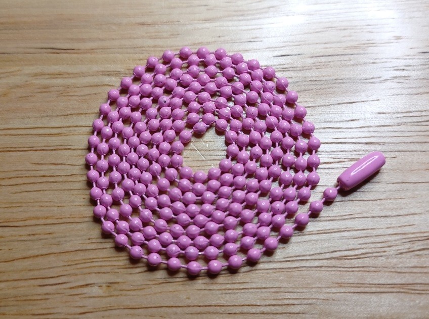 30″ Pink Colored 2.4mm Ball Bead Stylish Fashionable Dog Tag Chain Necklace