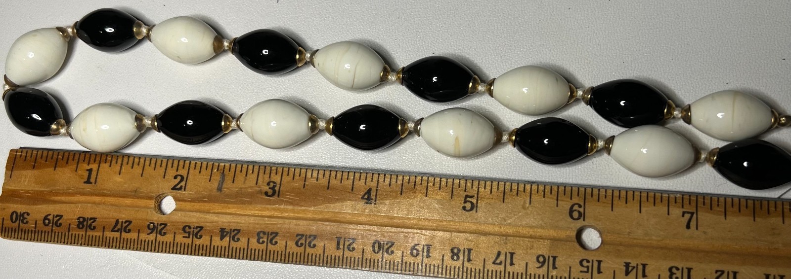 Black and White Tone Glass Beaded Necklace in Perfect Condition