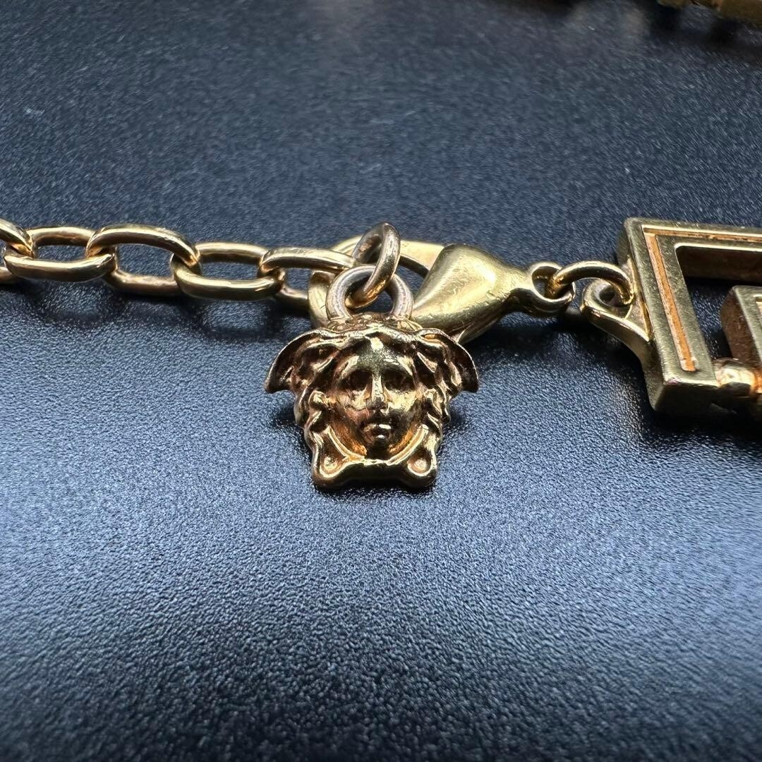 FENDACE Fendi Versace Gold Statement Logo Necklace Boxed Unisex 17.7in 2159