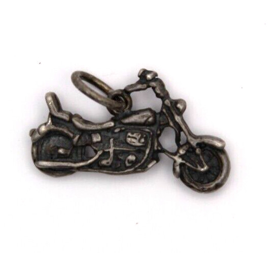 Motorcycle Charm 925 Sterling Silver Motorbike Classic Pendent Vintage #J8Br