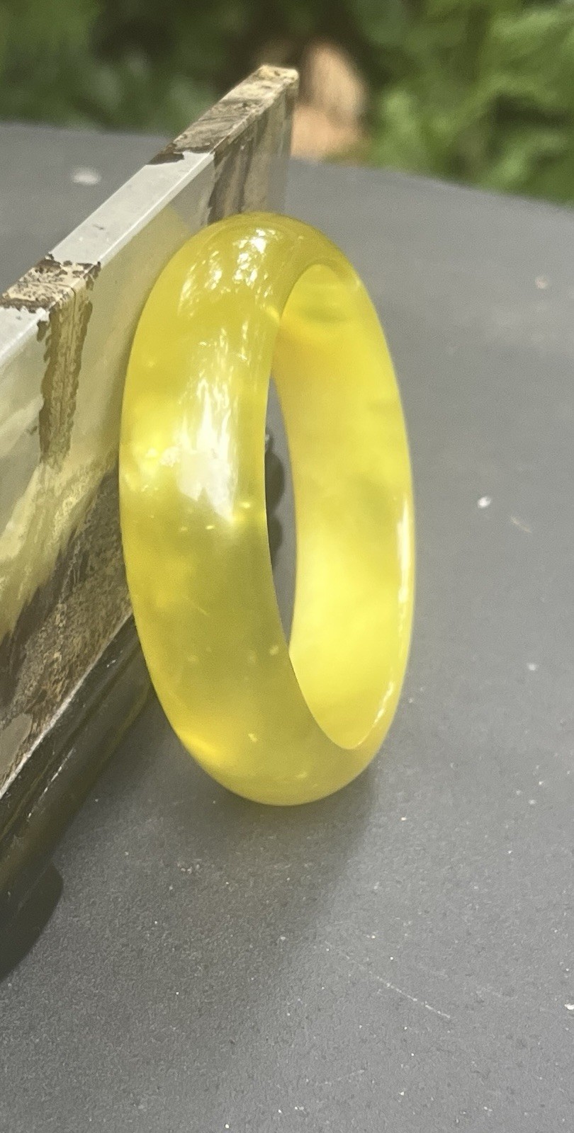 7-1/4″ Yellow Jade Bangle Bracelet 58mm 56grams 2ounces 17x8mm