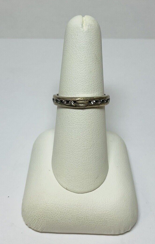 Harley Davidson Sterling 925 Silver CZ Shield Ring Sz 7.5 – .10
