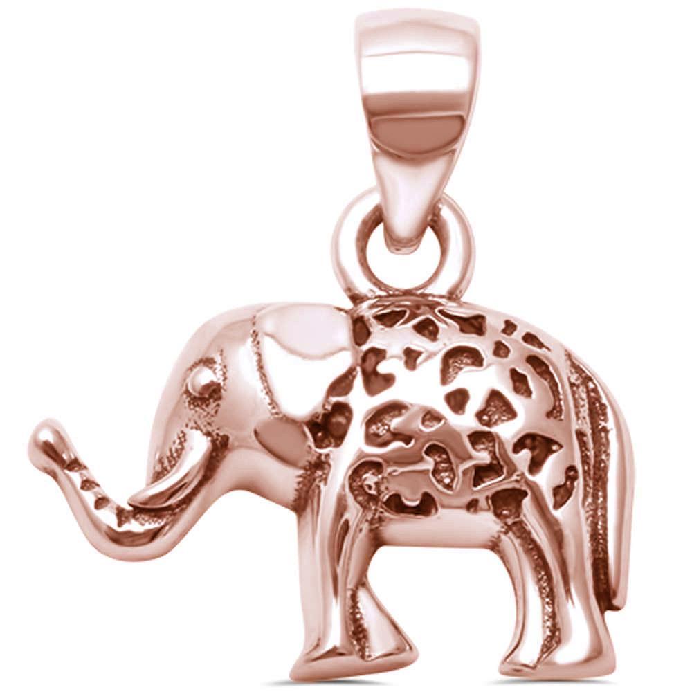 Rose Gold Plated Elephant Good Luck Charm .925 Sterling Silver Pendant