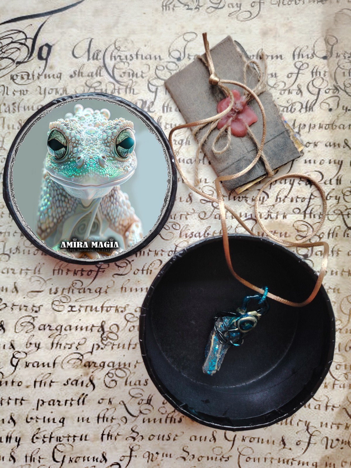 Uncut Gemstone Pendant Necklace Magic Portal Raw Stone Amulet Frog Spirit Witch