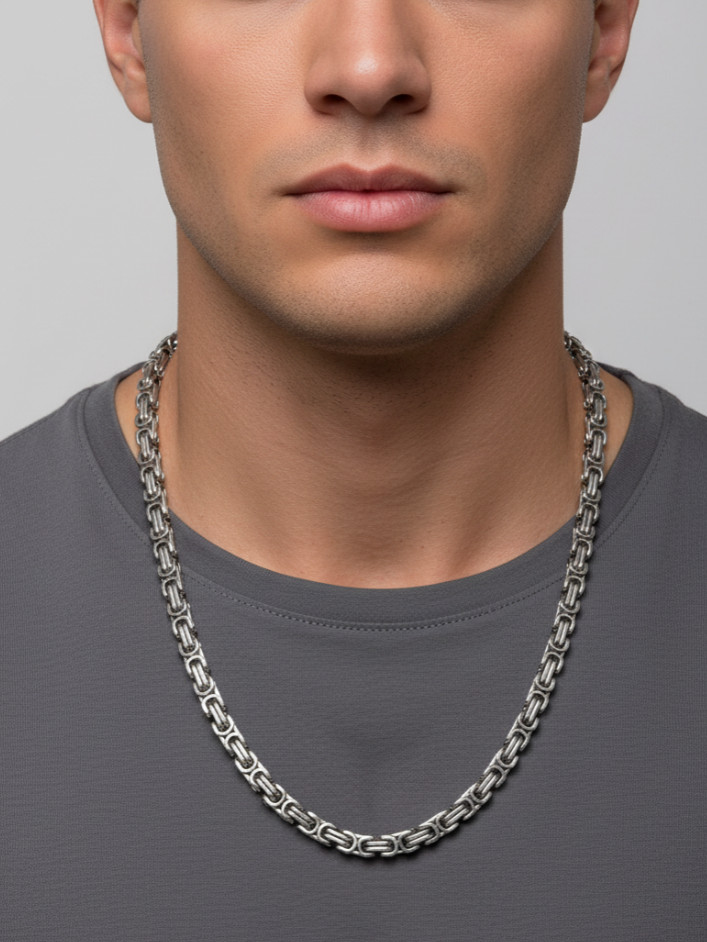 Stainless Steel 5mm Byzantine Chain Necklace Many Sizes 40