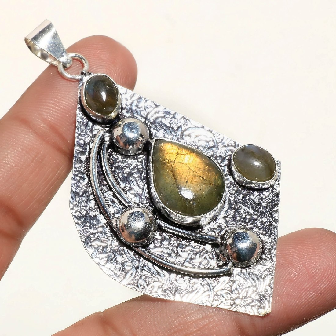 Blue Fire Labradorite Gemstone Pendant Handmade Engagement Jewelry 2.40″ FP 4975