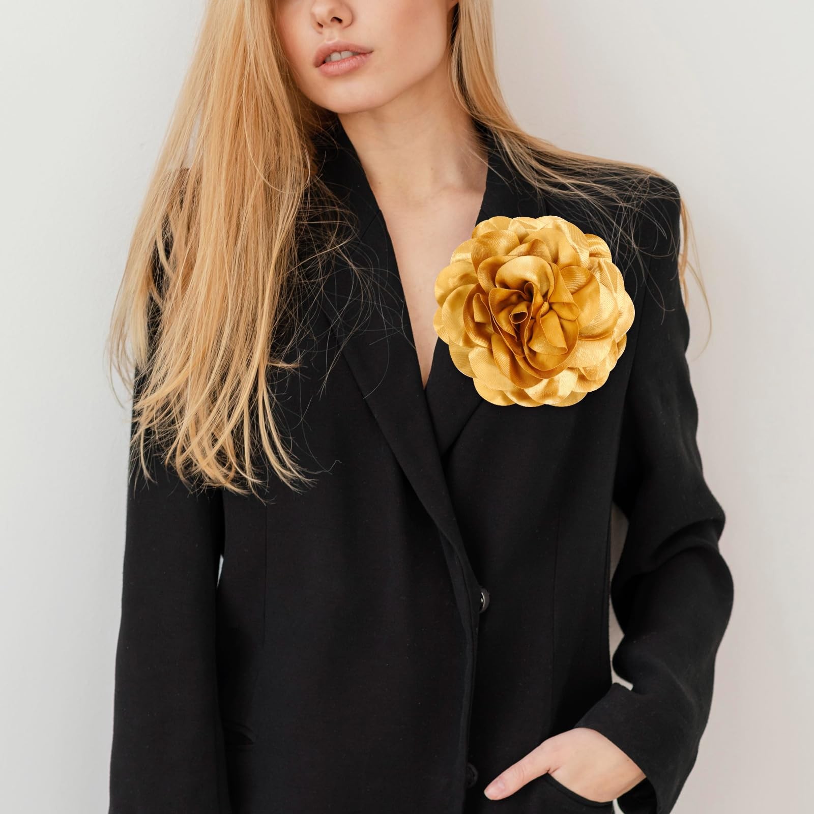 Big Flower Dainty Satin Fabric Rose Flower Brooches Large Rose Flowers Satin Lap