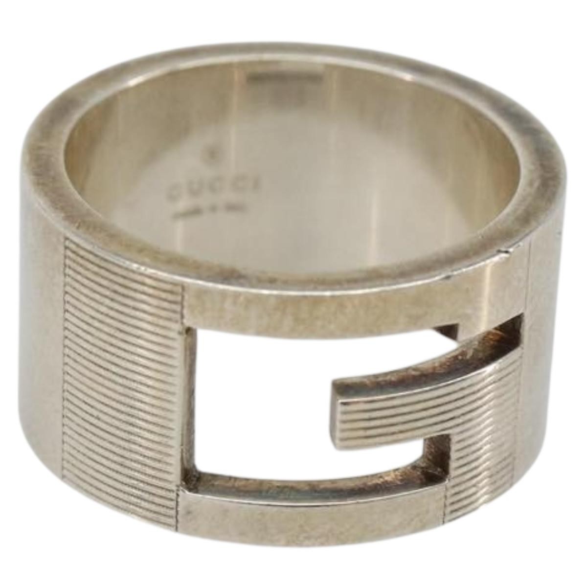GUCCI Branded G Ring Ag925 Silver Auth SW2379V