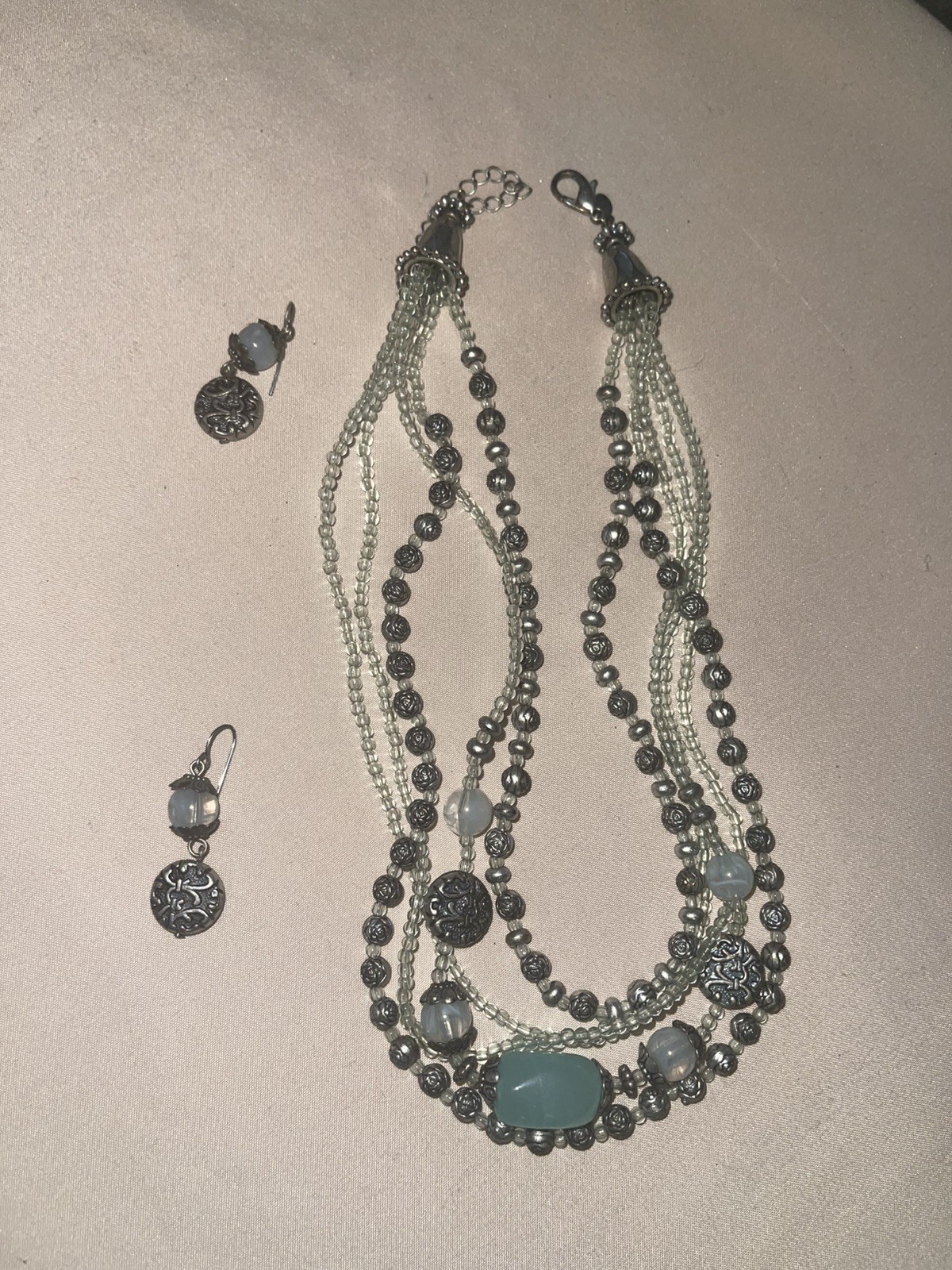 Premier Designs Cool Waters In Antiqued Silver necklace and earrings set