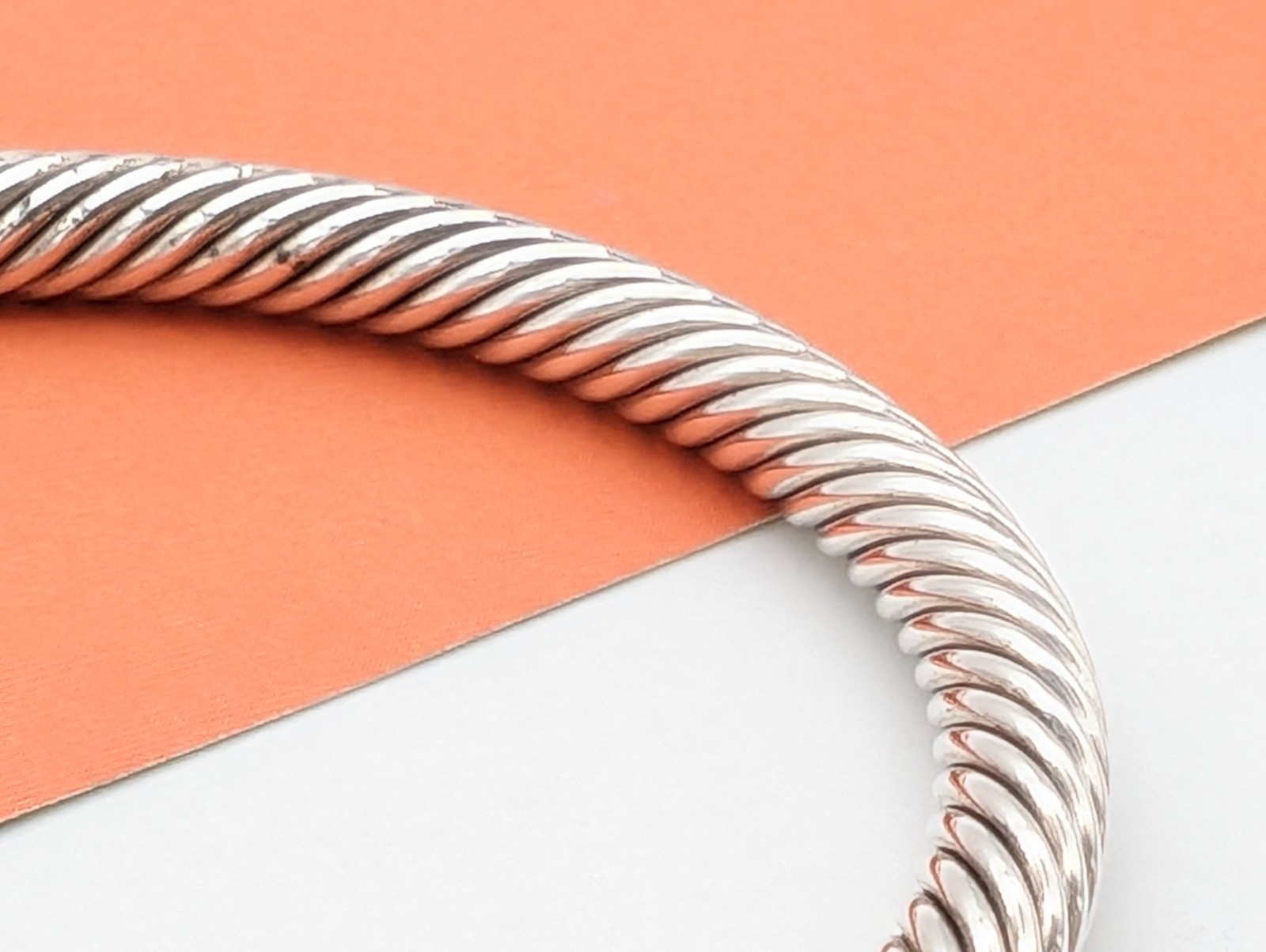 DAVID YURMAN 5mm Cable Classics Pave Diamonds Bracelet Sterling Silver 6.75inch