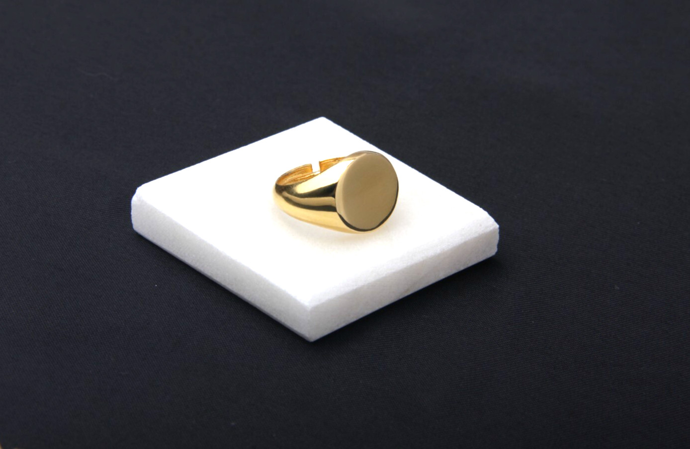 17-18mm 24k Shiny Gold Rings, Nameplate Rings, Gold Rings