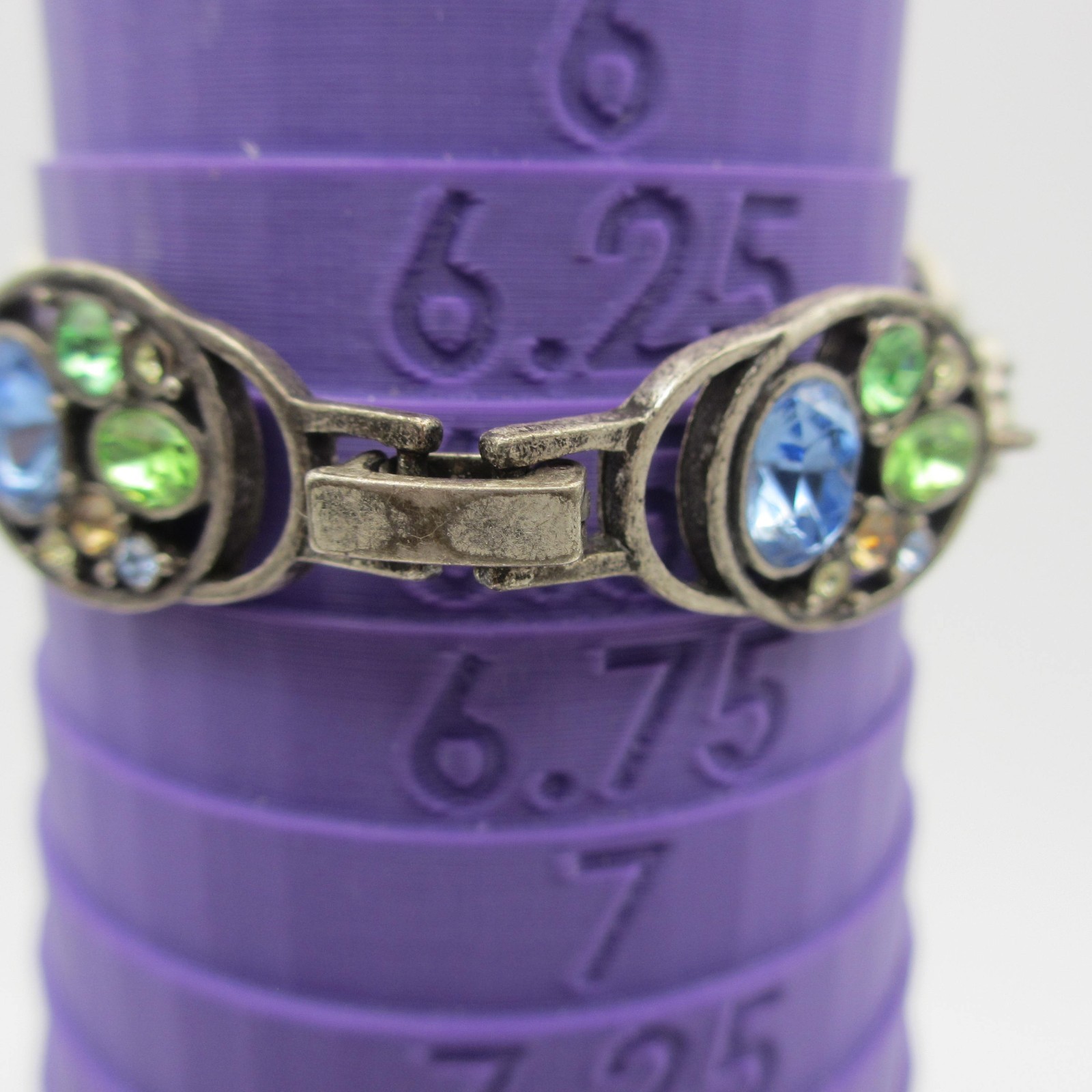 Lia Sophia Bracelet Rhinestone Crystal Blue Green Silver Tone