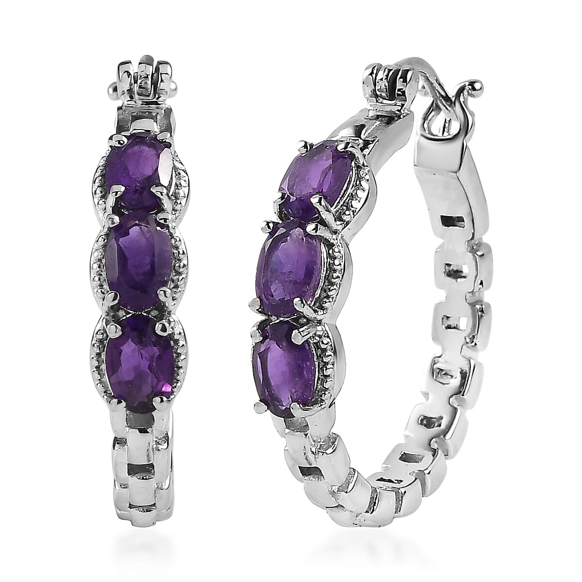 Amethyst 2.50 ctw Earrings in Stainless Steel