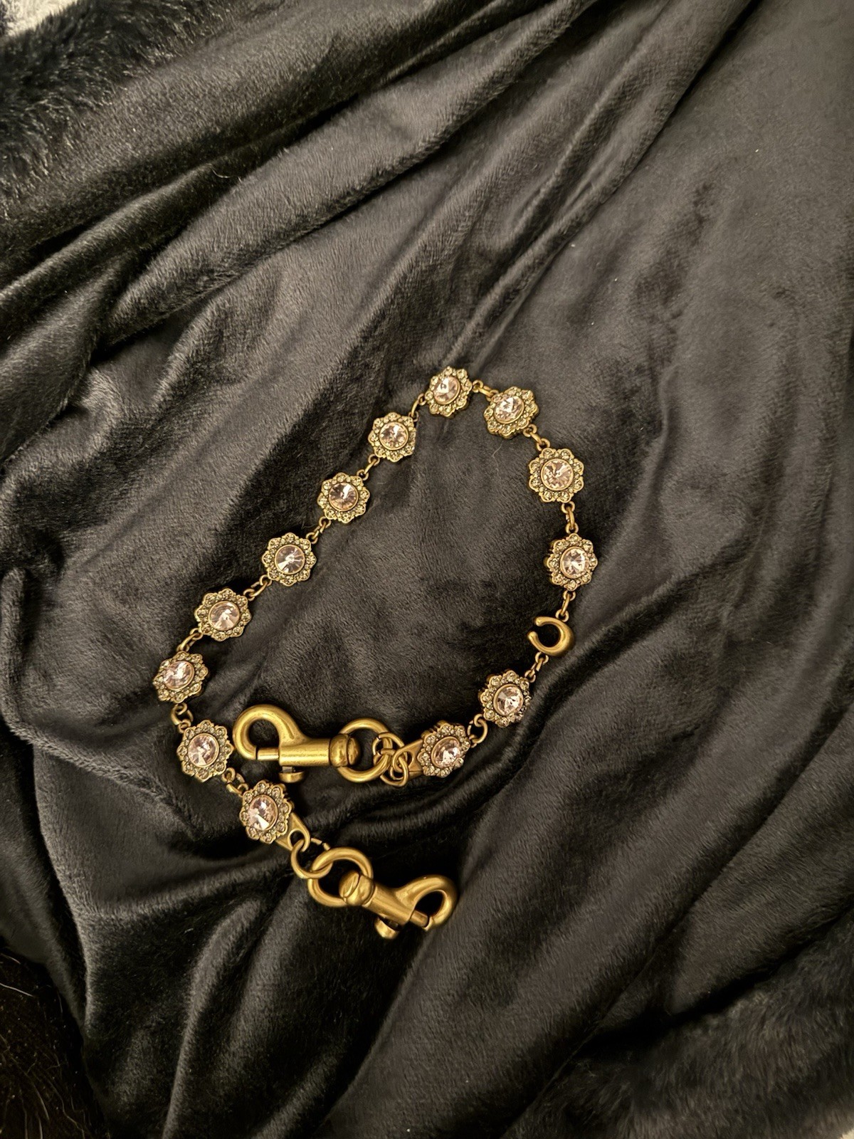 Coach Yellow Gold Plated Chain Bracelet Bezel-Set Round please read description*