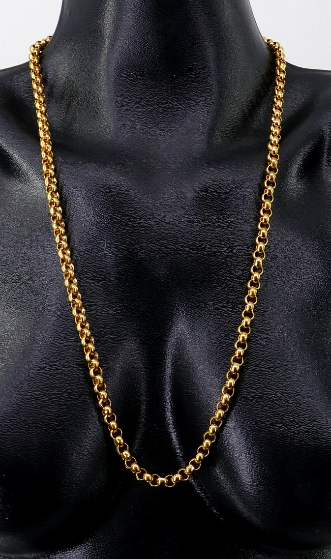 ViNTAGE SiGNED MONET GOLD TONE HEAVY ROLO LiNK CHAiN 30″ NECKLACE