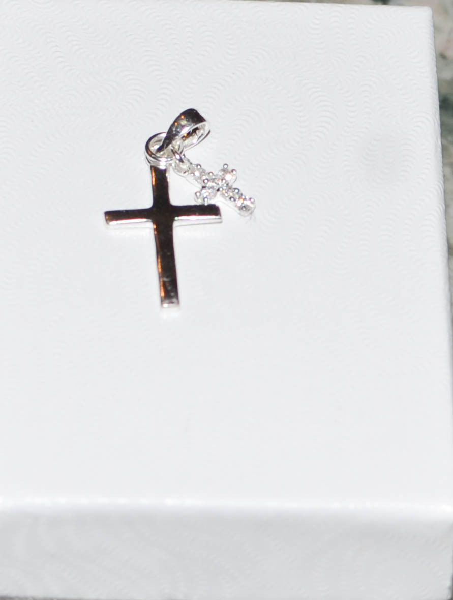 925 Sterling Silver Cross Pendant with Dangling Free Floating Cross 26mm