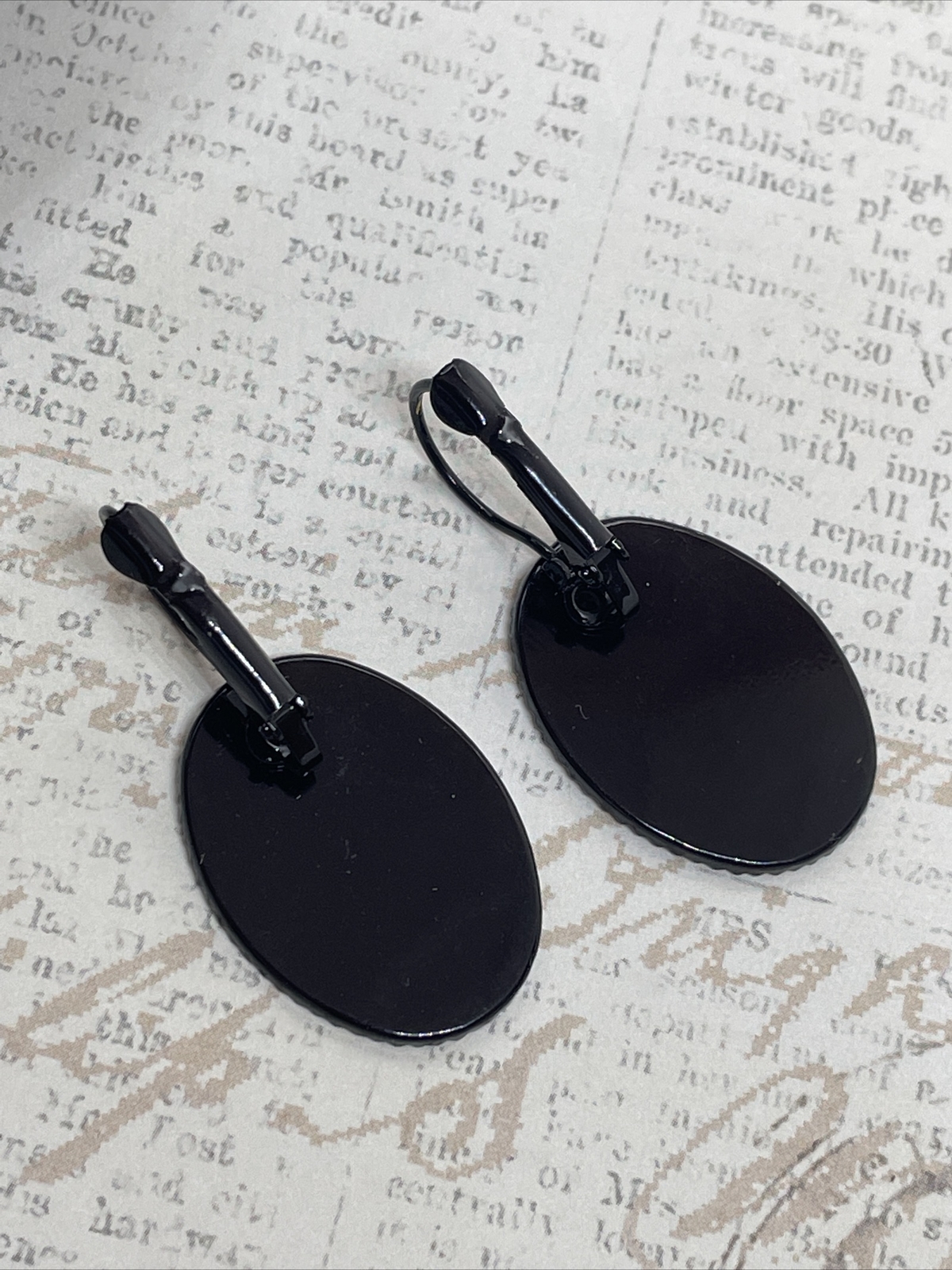 Bat Wings Witch NEW Black Setting Enamel Gothic Earrings Cameo Birthday Festival