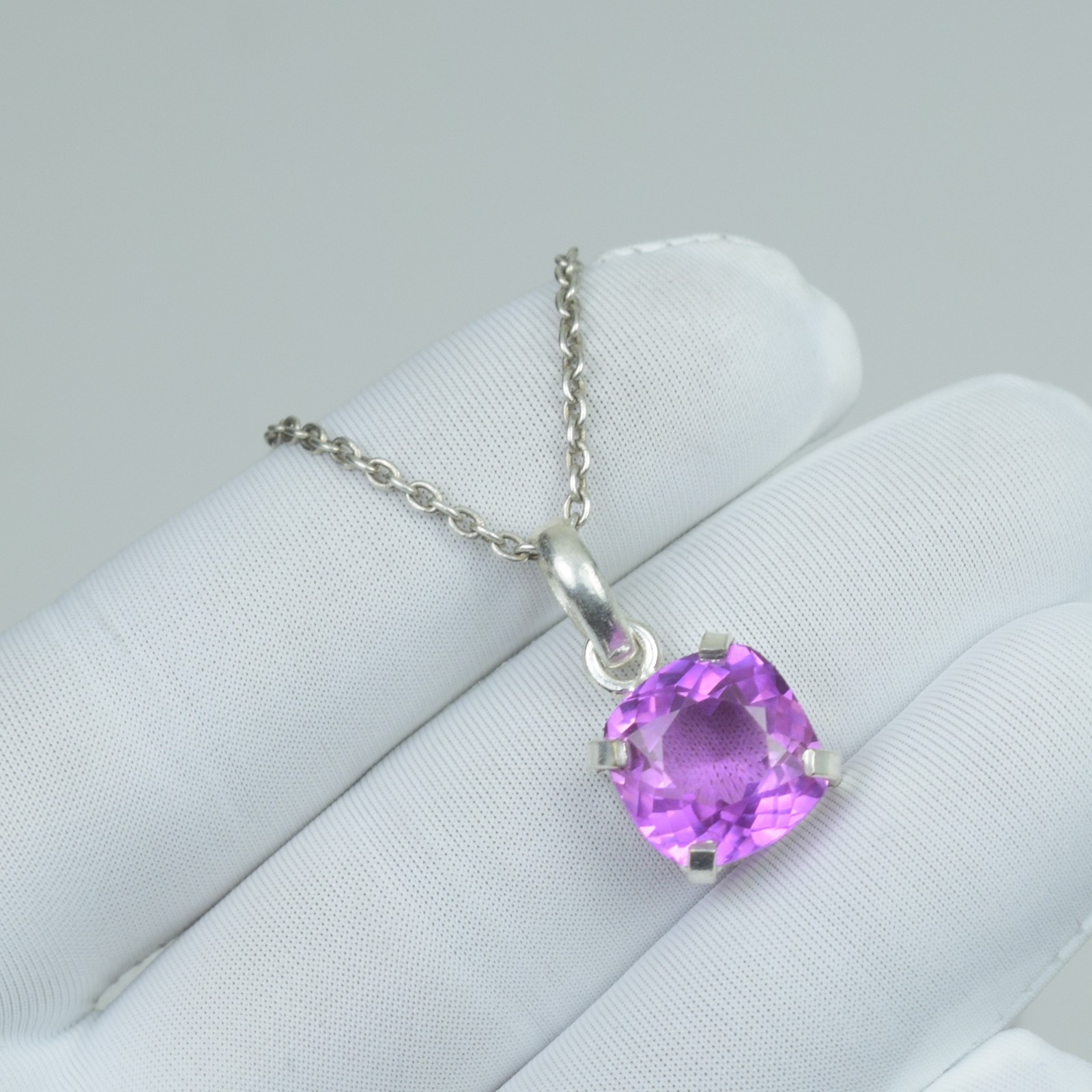 19Ct 925 Sterling Silver Necklace, Pink Kunzite Unique Jewelry Gift For Women,