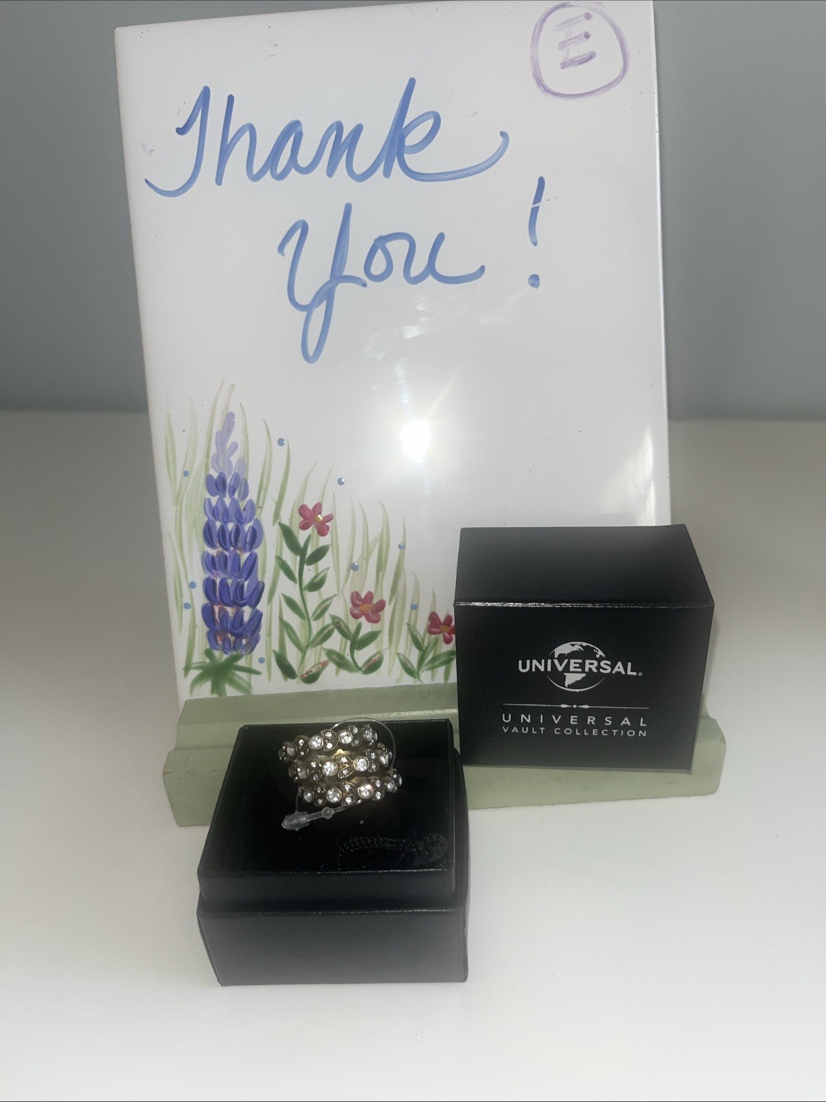 Set Of 3 Band Brass Crystal Rings Size 9 Universal Vault Collection NIB
