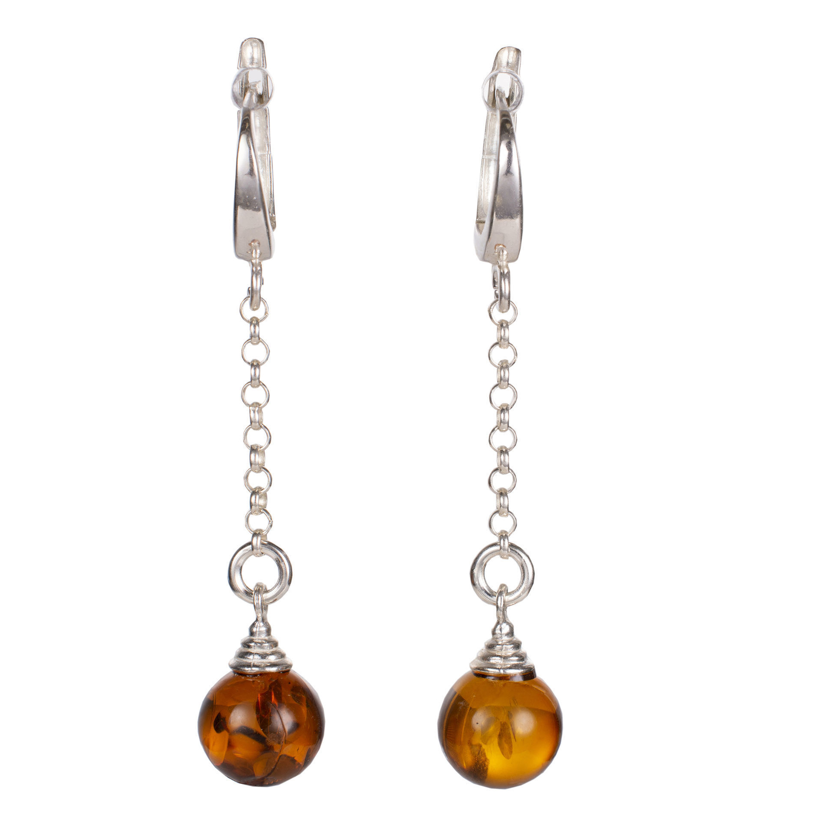 Sterling Silver Baltic Honey Amber English Lock Earrings “Elidee”